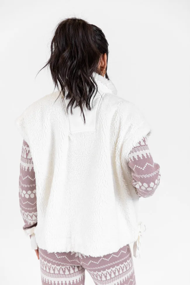 Feel It All White Oversized Sherpa Vest SALE