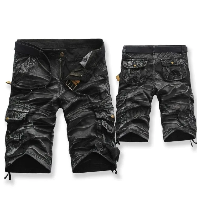 Men's Washed Cotton Cargo Shorts Casual Short Pants for Male