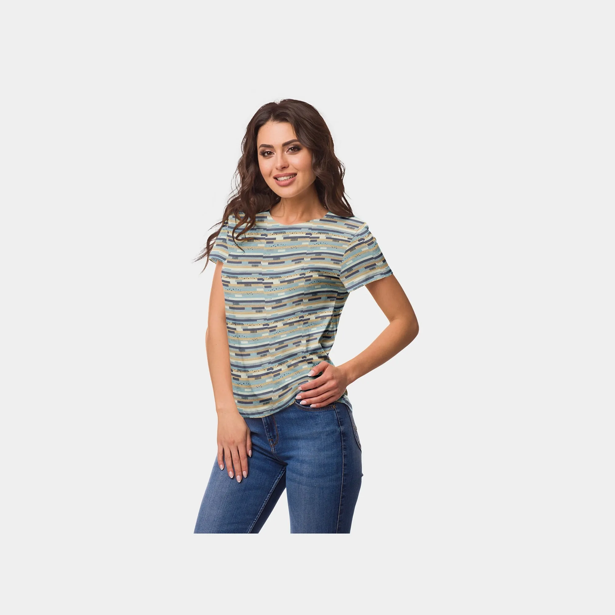 Multicolor Stripe print Rayon Dobby fabric