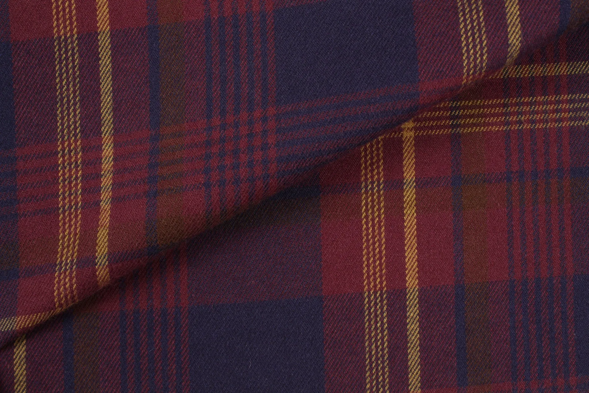 Organic Cotton Flannel Shirting - Burgundy / Blue Checks