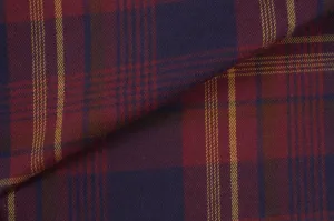 Organic Cotton Flannel Shirting - Burgundy / Blue Checks