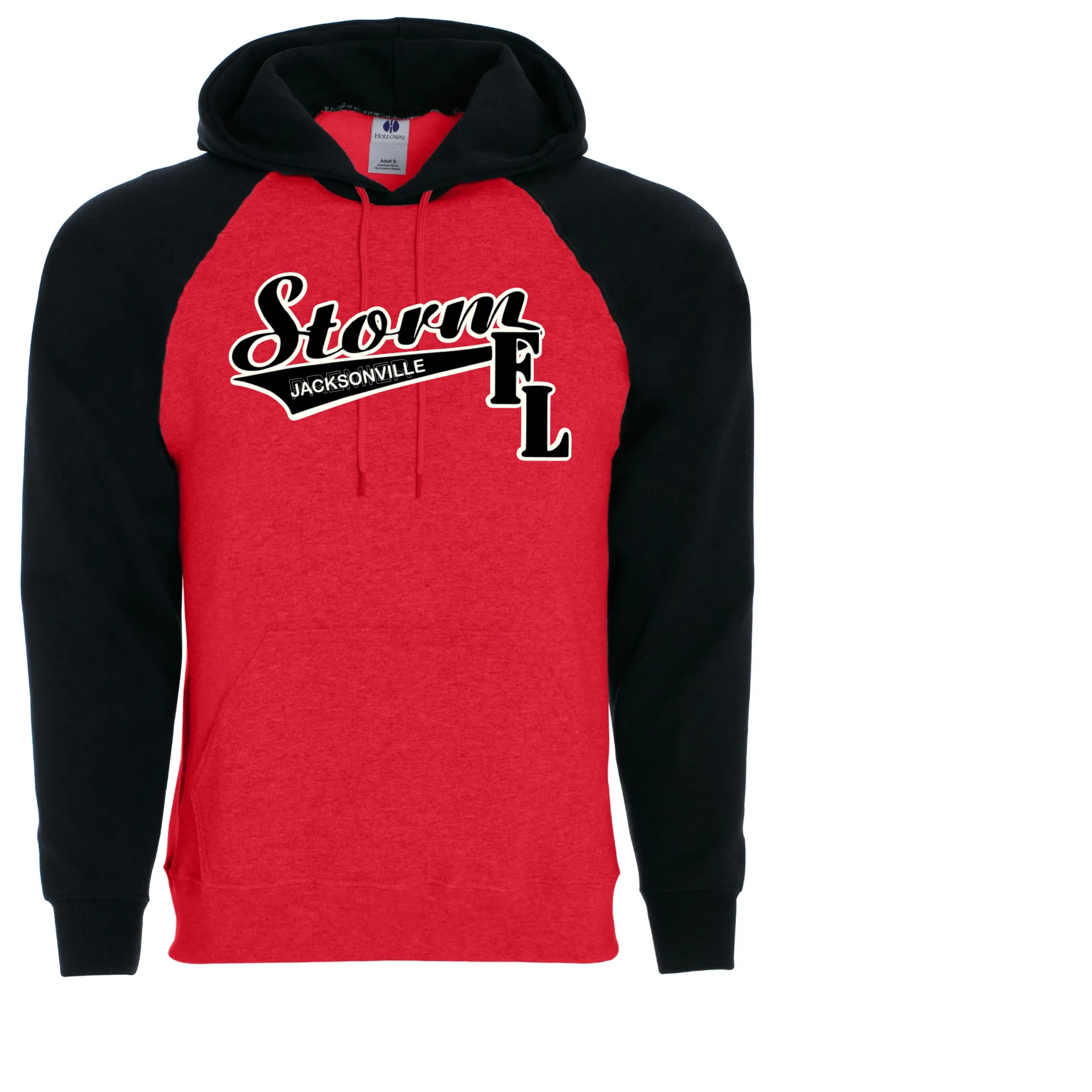 STORM JACKSONVILLE BANNER UNISEX HOODIE RED AND BLACK